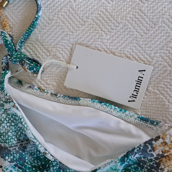 NWT Vitamin A Womens Multi Color Snakeskin Print Bikini String Swim Bottom XL-12 - Picture 9 of 9